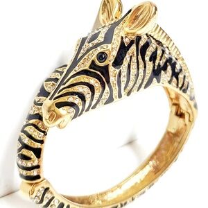 J. Crew Gold and Black Zebra Hinge Bangle